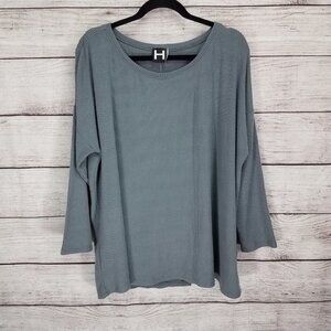 NEW H by Bordeaux 1X Ribbed Knit Sweater Knit Top Gray NWT $58